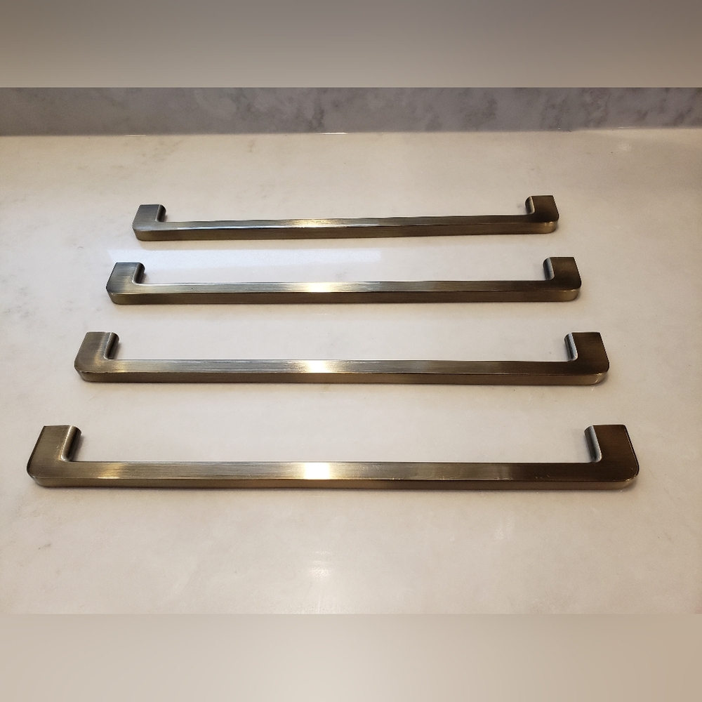 4 Brushed bronze rectangular handles, drawer pulls